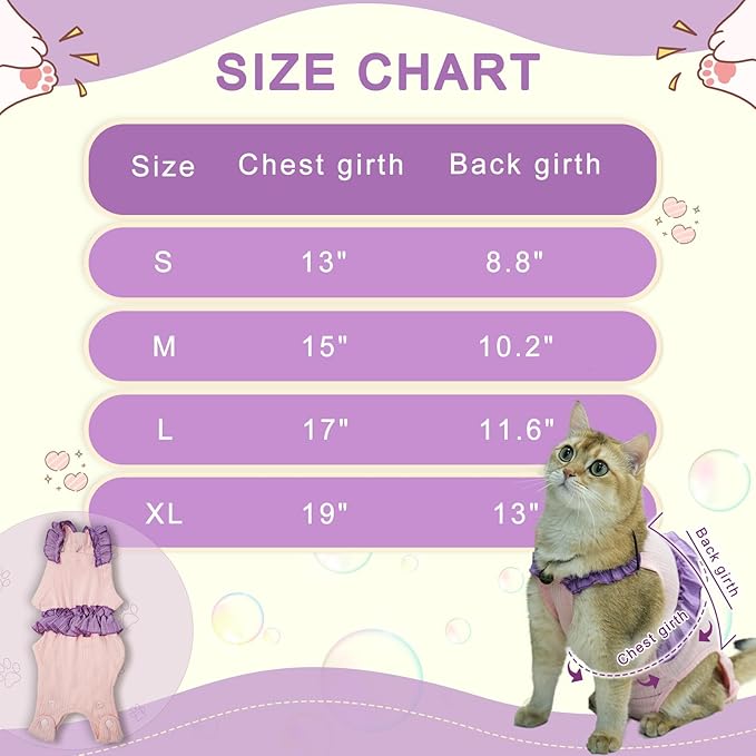 Cat Recovery Suit,Kitten Onesie After Surgery,E-Collar Alternative for Abdominal Wound and Skin Diseases,Soft Breathable Bodysuit After Spay（Blue-l）