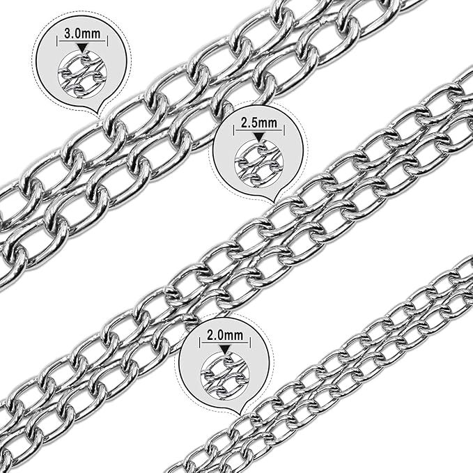 Silver Dog Choker Collar,2 Rows Stainless Steel Dog Chain Cuban Link Metal Martingale Collar Heavy Duty Training Choke Collar for Small Medium Large Big Breed (Silver, M(Neck Max 16inch) D2.5mm)