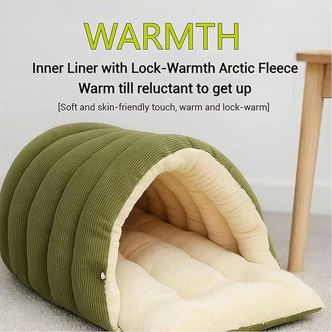 Expectation Cat Bed, Removable and Washable Winter Closed-Off Cat Bed, Soft Fluffy Warm Autumn/Winter Cats House, Washable Non-Slip Pet Sleeping Bag for Indoor Cats Small Dogs (I,Medium)