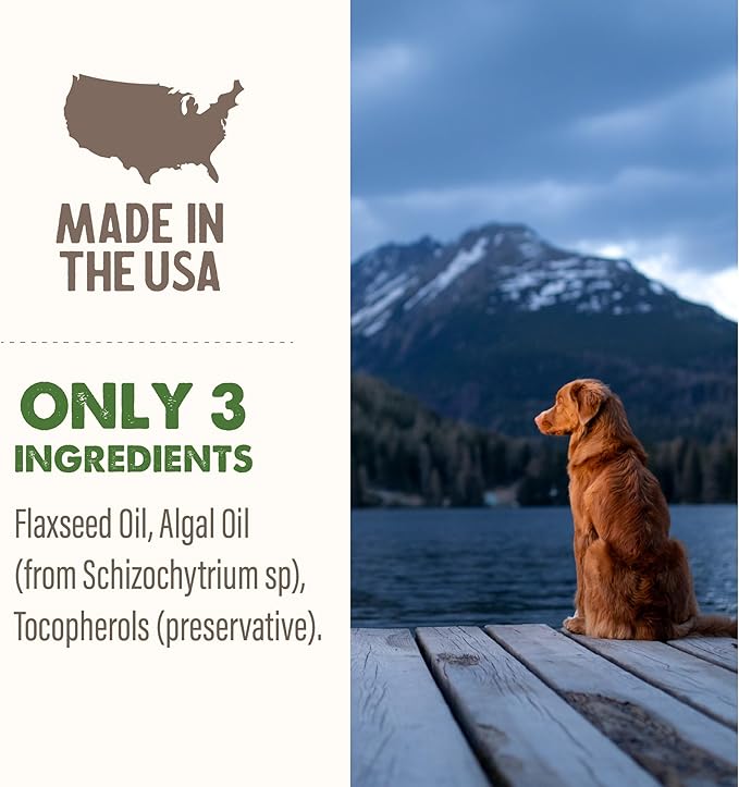 Grizzly Pet Products Algal Plus Omega 3-6-9 Food Supplement for Dogs and Cats, 8 Ounce Bottle