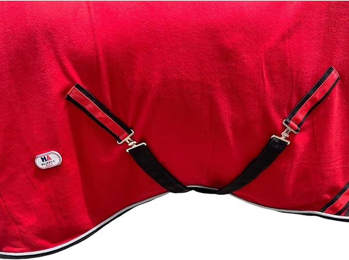 Majestic Ally Anti Pill Fleece Horse Blanket/Sheet with Silver Braided Rope (Red, 76)