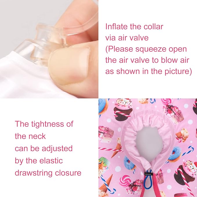 CuteBone Inflatable Dog Collar Alternative for Large Dogs After Surgery-Double Adjustable Neck Range P23SO00102XL