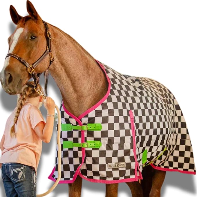 Jeffers Expression 1200 Denier Standard Neck Turnout Sheet, Skater Cowgirl, 75"- Waterproof, Breathable Horse Sheet with 0g Polyfill, No Insulation - Ideal Protection for Wind & Rain, Light Weight