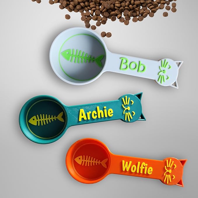 Personalized Cat Food Scoop, Cat Food Measuring Cup with Name, Kibble Scoop (5 oz - 5/8 cup)