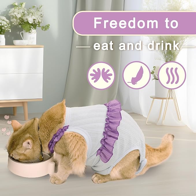 Cat Recovery Suit,Kitten Onesie After Surgery,E-Collar Alternative for Abdominal Wound and Skin Diseases,Soft Breathable Bodysuit After Spay（Beige-XL）