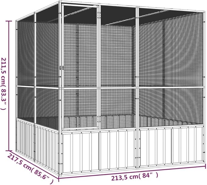 Tidyard Large Bird Cage, Galvanized Steel Anthracite Outdoor Aviary for Budgies, Parrots, Pigeons