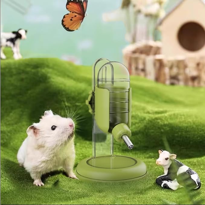 Hamster Water Bottle with Stand, Water Dispenser for Syrian Dwarf Hamsters Gerbils Mice Rats Degus (Green, 4oz)