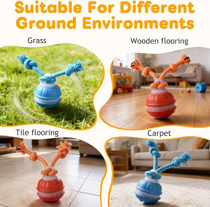 Interactive Dog Toys,Upgraded Motion Activated Rolling Dog Ball Toy for Small/Medium Dogs,Smart Automatic Rolling Toy with USB Rechargeable,Interactive Dog Balls(Orange)