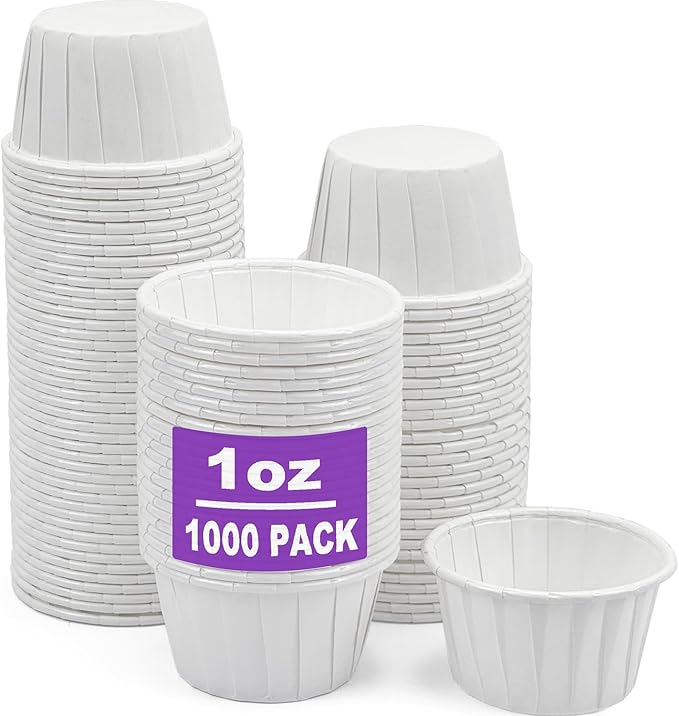 CAMKYDE 1000 pcs Ketchup Cup Small Paper Cups 1 oz, Leak-Proof Food Safe Disposable Condiment Cups Sample Medicine Cup (Pack of 1000)
