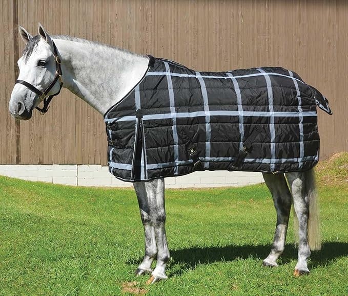 Country Pride Highland 1200D Lightweight Stable Blanket (78, BlackPlaid)