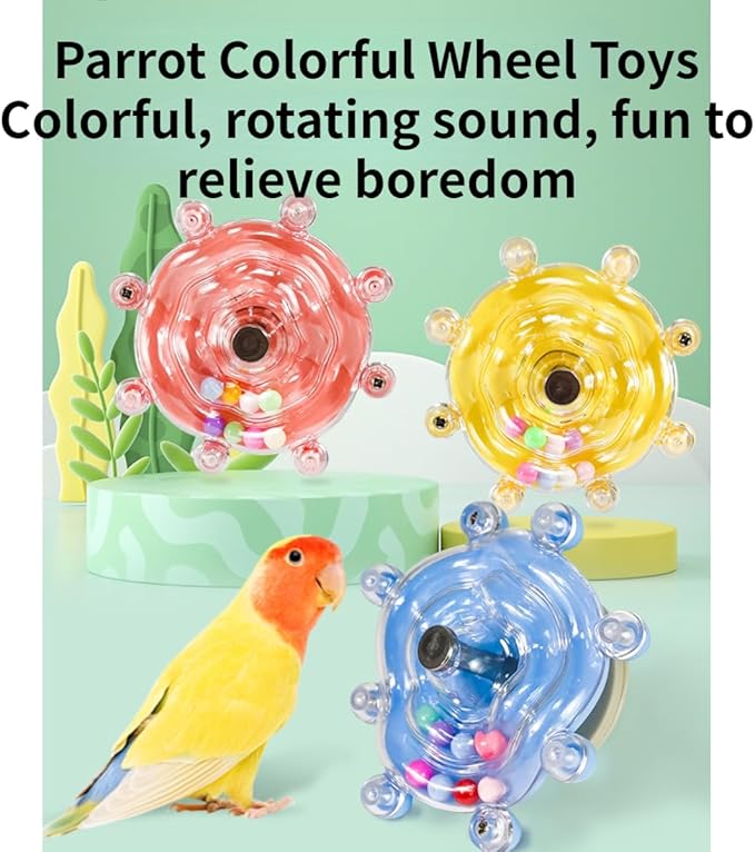 Parrot Spinner Toy, Funny Parakeet Toy Interactive Parrot Toy Bird Toy Spinning Rattle Cockatiel Toys Bird Cage Accessories for Entertainment Chewing Exercise (White)