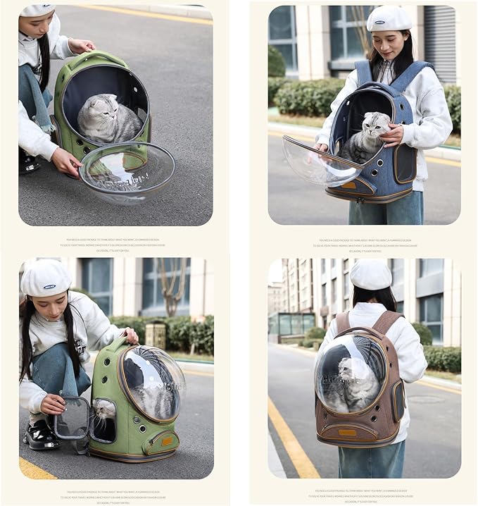 Cat Backpack Carrier, Breathable Cat Carrier Large Space Bubble Pet Backpack for Small Dog and Large cat up to 18lbs, Transparent & Foldable Pet Carrier for Travel Hiking (Pink)