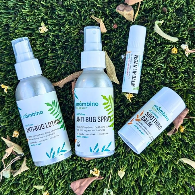 Anti-Bug Spray DEET-Free – Organic, All-Natural Bug Spray Travel Size with Essential Oils – Non-Toxic, Reef Safe, Face-Safe Bug Repellent for Babies, Kids, Adults by Mambino Organics, 4oz 3-Pack