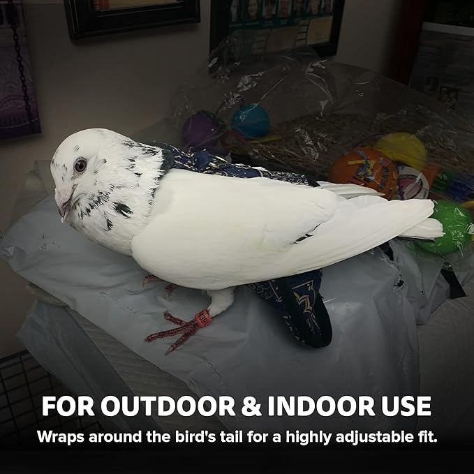 Hen Holster Wrap-Around Bird Diaper & Harness for Larger Pigeons, Small Breed - with Removable Liner, Adjustable Fit for Outdoor Adventures & Indoor Use, Easy to wear - Butterfly Camo, XS