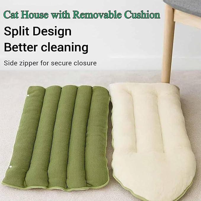 Expectation Cat Bed, Removable and Washable Winter Closed-Off Cat Bed, Soft Fluffy Warm Autumn/Winter Cats House, Washable Non-Slip Pet Sleeping Bag for Indoor Cats Small Dogs (F,Medium)