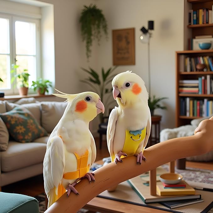 Parrot Clothes, Bird Diapers, Tiger Skin Peony, Flight Suit - Key Features for Avian Comfort and Style (Yellow, XS, Count, 1)