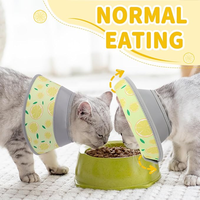 Cat Cone Collar Soft, Comfortable Cat Recovery Collar Pet Cone for Small Large Cats, Lightweight Elizabethan Collar for Cats Kittens After Surgery Prevent from Licking Wounds, Yellow, S