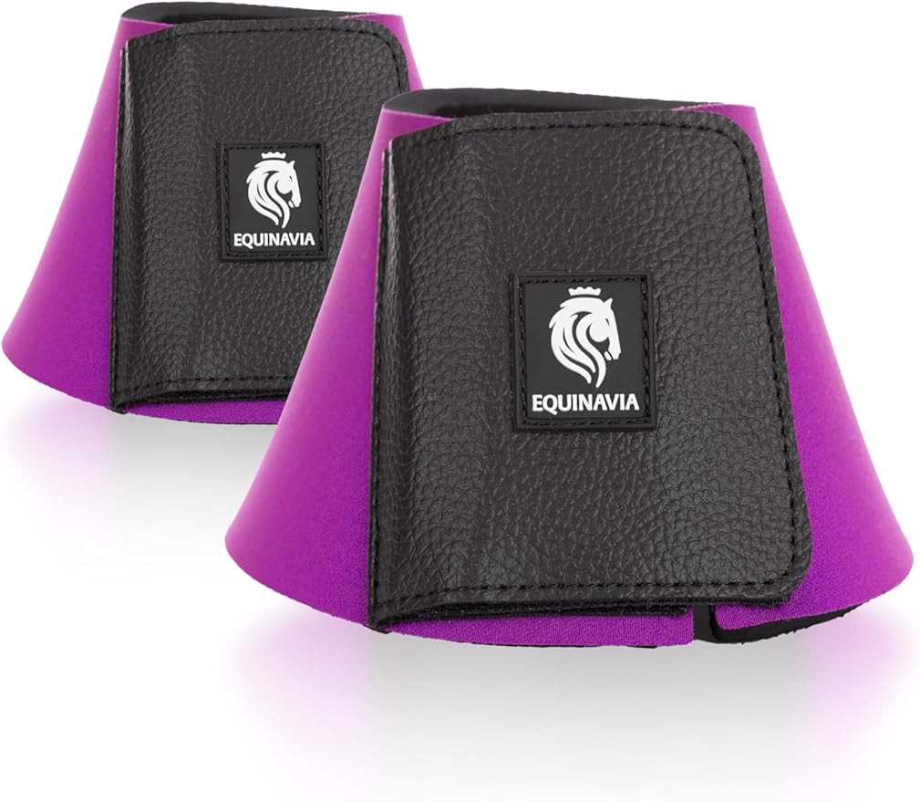 Equinavia Toki Bell Boots for Horses | Neoprene Overreach Boots - Bright Purple - M