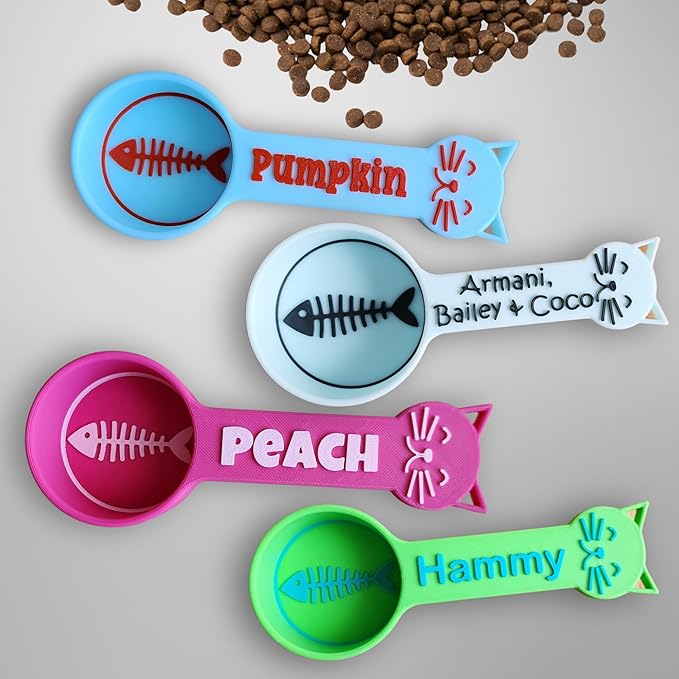 Personalized Cat Food Scoop, Cat Food Measuring Cup with Name, Kibble Scoop (4 oz - 1/2 cup)