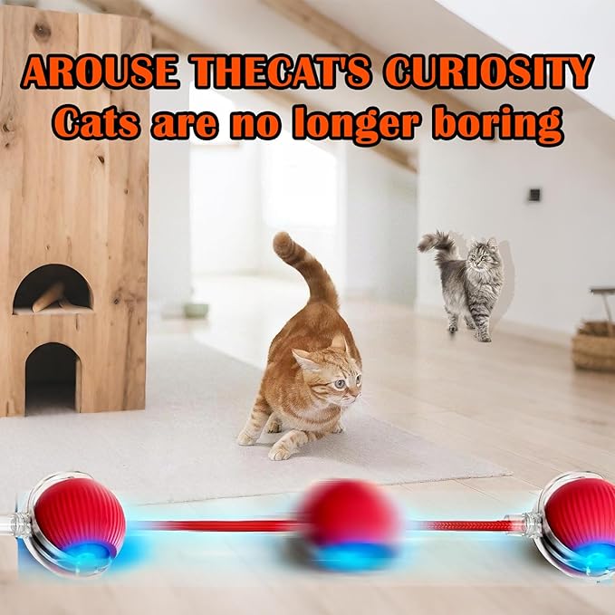 Cat Ball Toy,New Interactive Rolling Cats Dog Toy Balls 360° Smart Automatic Rolling Pet Ball, Fast Moving Toy for Dog,Interactive Toys for Cats (Yellow)