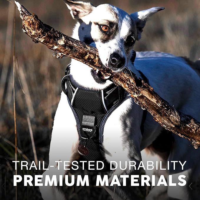 Embark Adventure Dog Harness, No-Pull Reflective Trim Dog Harness for Small, Medium & Large Dogs - Military Grade Nylon, 2 Leash Clips & Gel Lined Handle. Soft & Padded Puppy Dog Vest for Any Breed