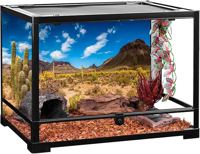AWERT 72x24 inches Reptile Habitat Background Blue Sky Oasis Cactus Desert Terrarium Background Vinyl