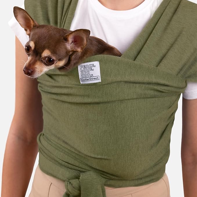 Dog Sling Carrier for Small Dogs - Anti-Anxiety Cat Sling, Puppy Pouch - Pet Sling in Gray Black Blue Green Pink Yellow (Green, Standard)
