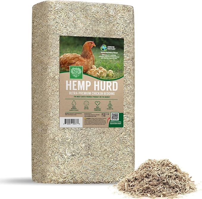 Small Pet Select Hemp HURD Ultra-Premium Chicken Bedding, Biodegradable Chicken Coop Animal Bedding, Eco Friendly Odor Control, 18 lb
