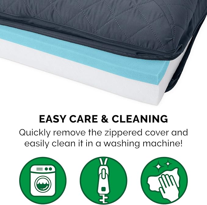 Furhaven Cooling Gel Dog Bed for Large Dogs w/ Removable Bolsters & Washable Cover, For Dogs Up to 95 lbs - Quilted Sofa - Iron Gray, Jumbo/XL