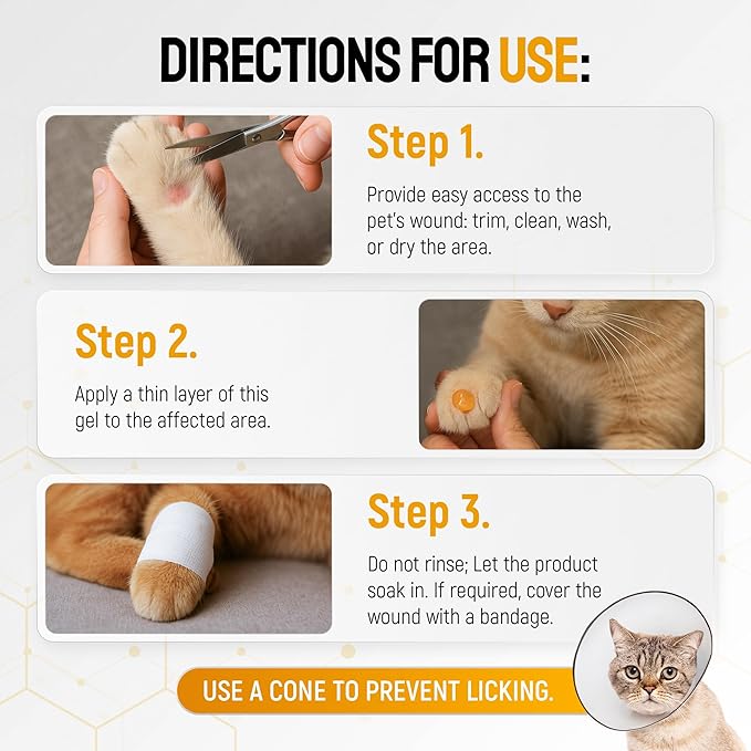 Dog Wound Care with Honey & Colloidal Silver for Scratches & Skin Irritations – Horse & Dog Hot Spot Treatment Gel Works as Honey Rapid Wound Repair – for All Pet Ages & Breeds – 2-Oz Tube