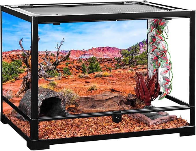 AWERT 72x18 inches Reptile Habitat Background Blue Sky Oasis Orange Desert Terrarium Background Durable Polyester Background