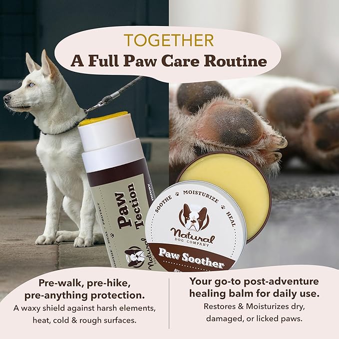 Natural Dog Company PawTection Balm for Dogs, Dog Paw Protector, Moisturizing Dog Paw Balm for Dry, Cracked Pad, Protects Paw from Extreme Weather, Paw Lotion for Allergies & Itching (0.15 oz Stick)