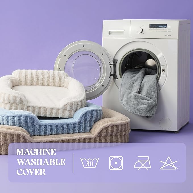 LE SURE Cute L-Plus Dog Beds, Orthopedic Waterproof Large Pet Bed with Sides, Non-Slip Bottom and Egg-Crate Foam Dog Couch Sofa with Washable Removable Cover, Hazel