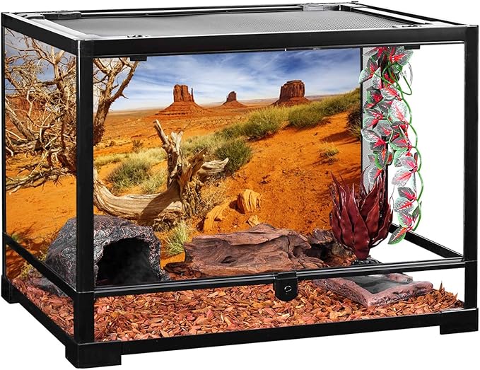AWERT 36x24 inches Reptile Habitat Background Orange Desert Terrarium Background Durable Polyester Background