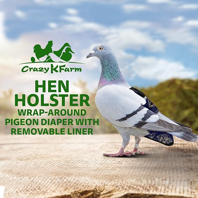 Hen Holster Wrap-Around Bird Diaper & Harness for Larger Pigeons, Small Breed - with Removable Liner, Adjustable Fit for Outdoor Adventures & Indoor Use, Easy to wear - Blue Bandana, XS