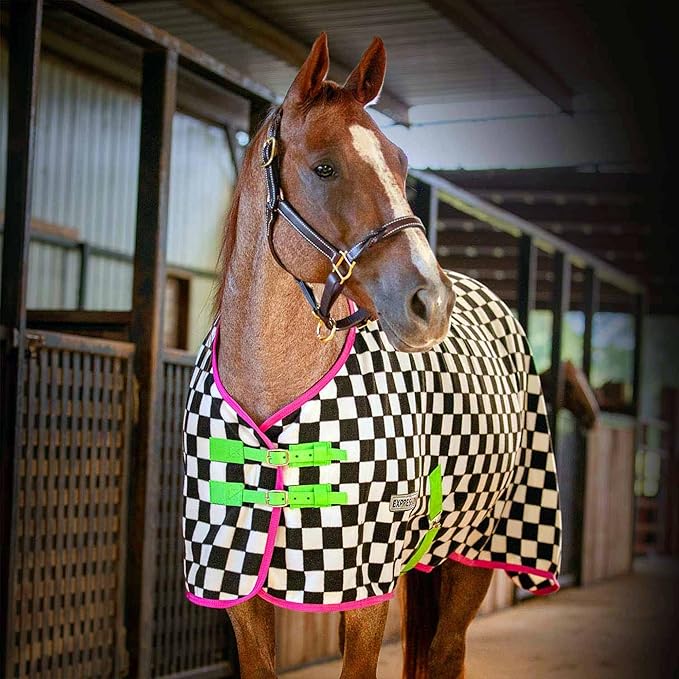Jeffers Expression Fleece Cooler for Horses, Standard Neck, Skater Cowgirl 75"- Equine Towel Blanket, Moisture Absorbent, Light Weight, Best for Drying, Exercise, Bathing, Adjustable Belly Bands