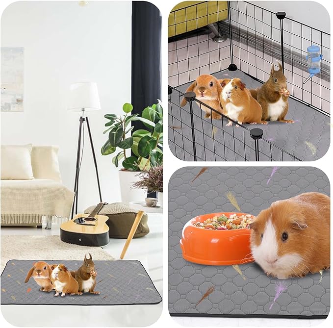 2Pcs Guinea Pig Cage Liners,Guinea Pig Fleece Cage Liners36''X48'' Super Absorbent Washable Pee Pads Reusable for Rabbit Hamster Chinchilla