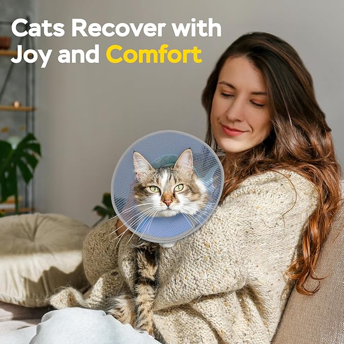 Cat Cone Collar Soft to Stop Licking After Surgery, Waterproof Lightweight Recovery Collar for Cats and Small Dogs, Elizabeth Plastic Cone Alternative, Neck Pillow to Prevent Scratches
