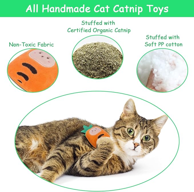 Christmas Cat Toys for Indoor Cats Kitten, Catnip Kitty Toys Pineapple 6Pcs, Interactive Cat Nip Chew Kicker Toy for All Pet Breed