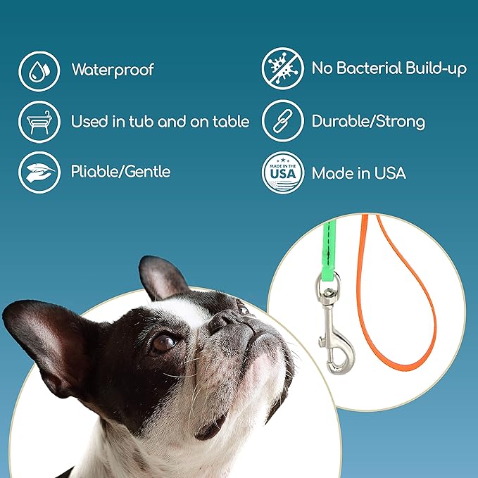 Jelly Pet Grooming Loop for Dogs, Groomers Helper, BioThane Material is Easy to Clean, Waterproof & Durable Noose Loop, Fits Most Pet Grooming Tubs/Tables/3/8”x24” W/Ring Royal Blue