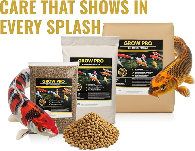 HALF OFF PONDS Grow Pro Koi Fish Food - 30 lb Floating Pellets, 3mm Size - Goldfish Food for Ponds - 40% Protein with Fish Meal & Probiotics - Designed for Rapid Growth & High Digestibility