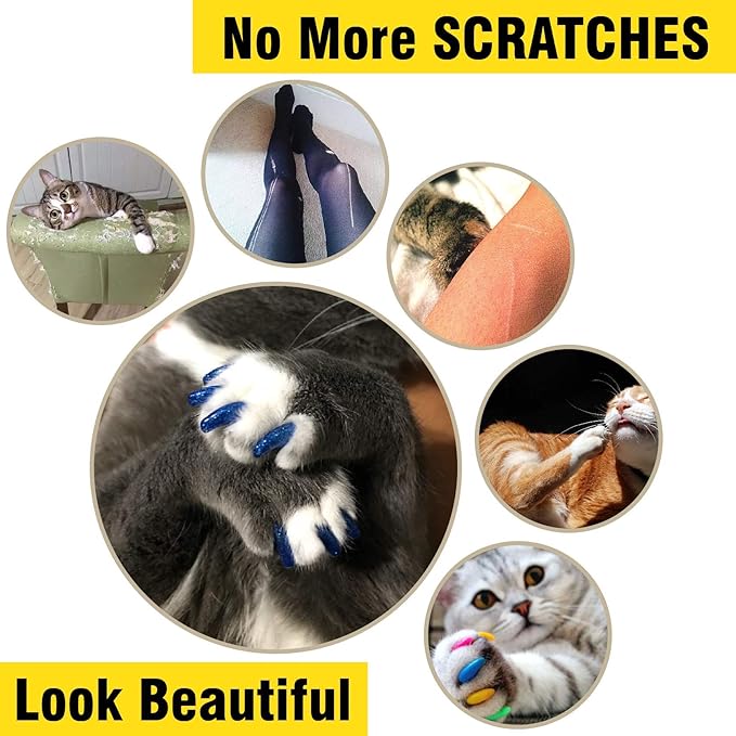 zetpo Cat Nail Caps | Cat Claw Covers | with Adhesives and Applicators (M, 12x Colors/Luna | 120 pcs)