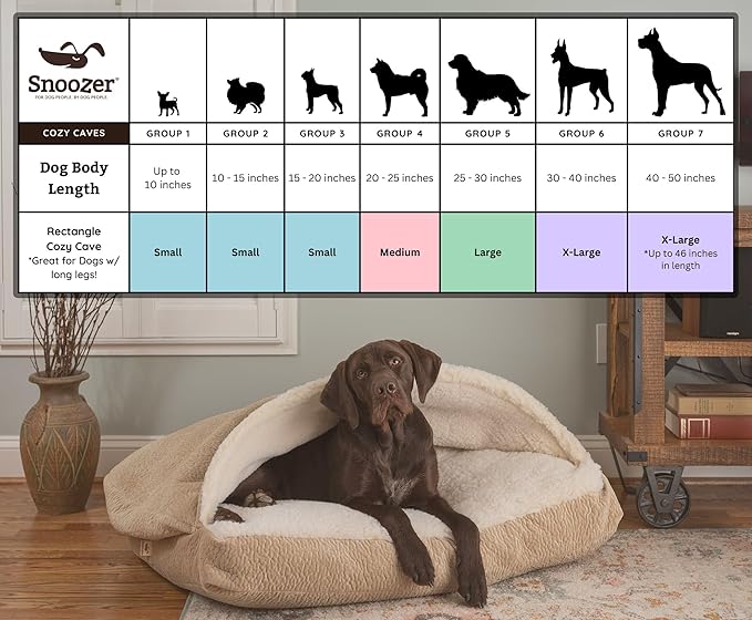 Snoozer Pet Products Luxury Rectangle Cozy Cave Dog Bed with Microsuede, Showdog Collection, Large, Merlin Linen
