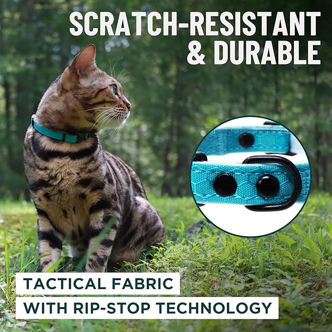 OutdoorBengal Red Cat Collar Breakaway with Soft Padding for Medium to Large Cats - Durable Heavy Duty Tactical Fabric, Comfortable, Quick Release Breakaway Cat Collars, No Bell Collar (Red, Adult)