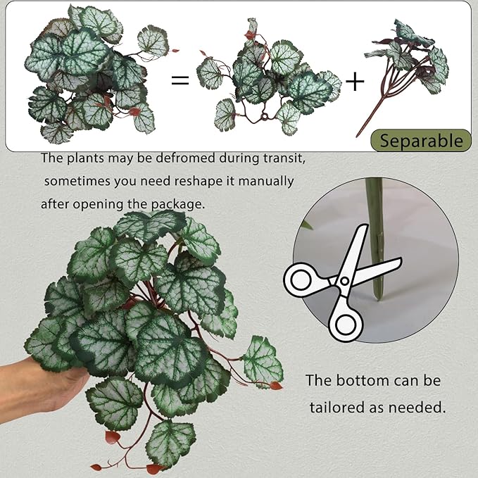 IBWell Fake Reptile Plants for Terrarium, Turtle Tank Decor with Suction Cup