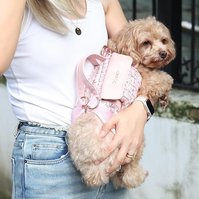 Dog Lift Harness Backpack for Small Dogs, Adjustable Straps Dog Sling Carrier for Hiking, Travel, Outdoor – Black Medium