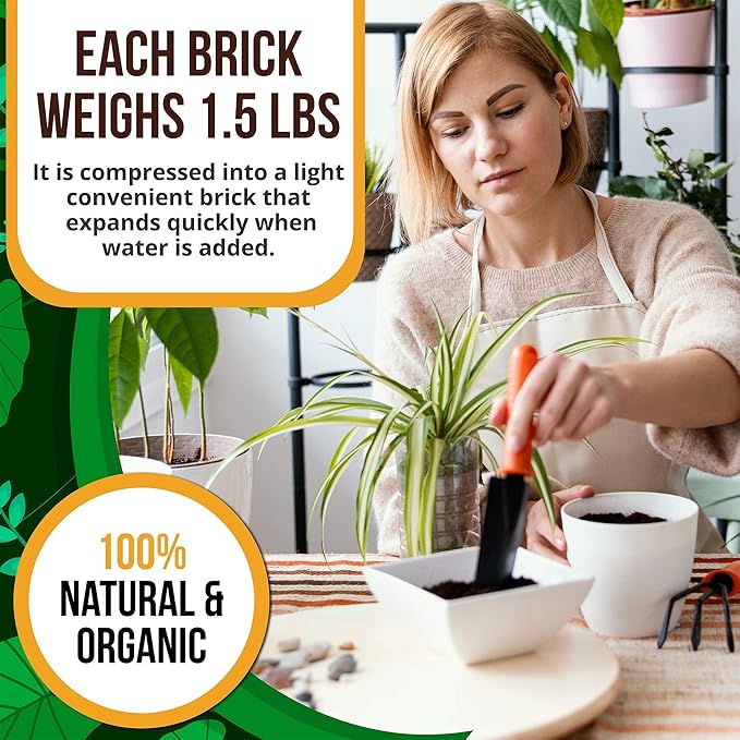 Coco Coir Bricks 5-Pack (650g Each) – Peat-Free Coconut Coir/Peat, Low EC & pH Balanced, High Expansion Seed Starter for Potting Mix, Hydroponics, Mushroom Substrate & Reptile Bedding
