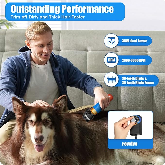 10ft Sheep Shears, with Plug & 2 Blades 200W Electric Clippers Animal Shave Grooming Farm for Dogs Cat Goat Alpaca, Llamas, Angora Rabbits Shearing Hand Piece Cutter Livestock Pet Supplies