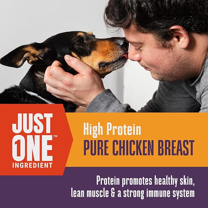 Whole Life Dog Just One Chicken Freeze Dried Dog Treats - Human Grade High Protein Food, Healthy Training Snacks, Freeze Dried Food Toppers, USA Made Natural Treats - 21 oz (Value Pack of 1)
