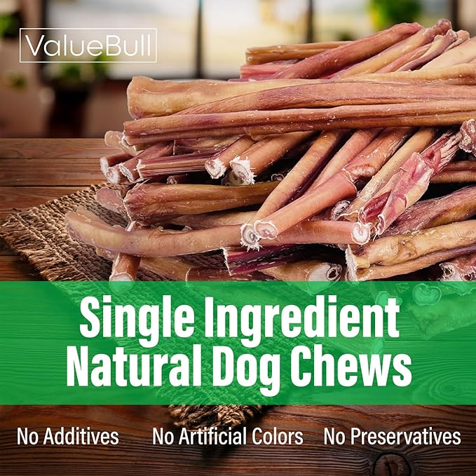 ValueBull Bully Sticks for Dogs, Medium 12 Inch, 100 Count - All Natural, Grass Fed, Single Ingredient, Long Lasting Dog Treats